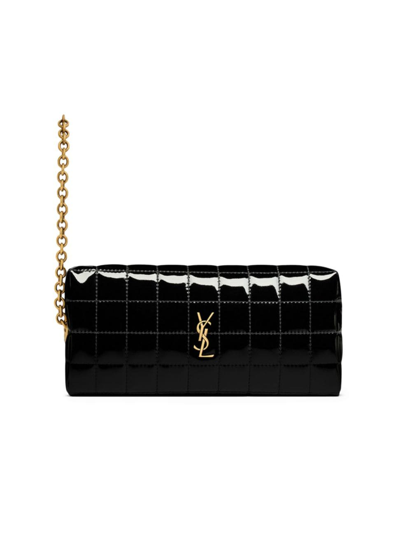 Saint Laurent Women's Cassandre Matelassé Carré Pouch On Chain In Black