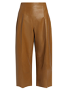 MARNI WOMEN'S LEATHER HIGH-WASTED FLARED PANTS