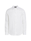 Emporio Armani Men's Linen Long-sleeve Button-up Shirt In White
