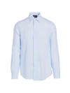 Emporio Armani Men's Linen Long-sleeve Button-up Shirt In Blue