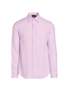 Emporio Armani Men's Linen Long-sleeve Button-up Shirt In Pink