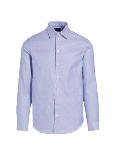 Emporio Armani Men's Geometric Cotton Button-front Shirt In Light Blue