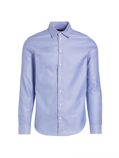 Emporio Armani Men's Geometric Cotton Button-front Shirt In Dark Blue