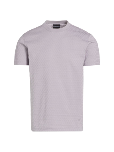 Emporio Armani Men's Textured Cotton Short-sleeve T-shirt In Lilac Gray