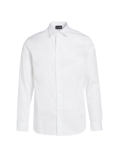 Emporio Armani Men's Checked Cotton Button-front Shirt In White