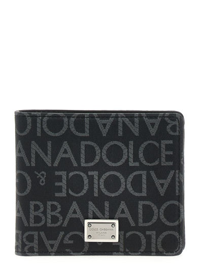 Dolce & Gabbana Jacquard Logo Wallet In Black