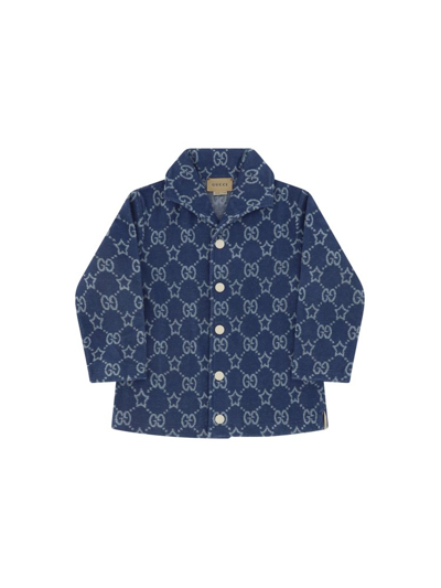 Gucci Gg Jacquard Shirt In Blue