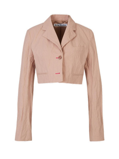 Acne Studios Long Sleeved Cropped Blazer In Pink