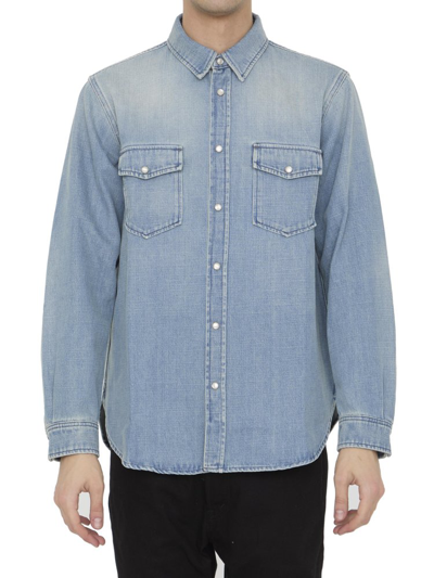 Saint Laurent Buttoned Long In Blue