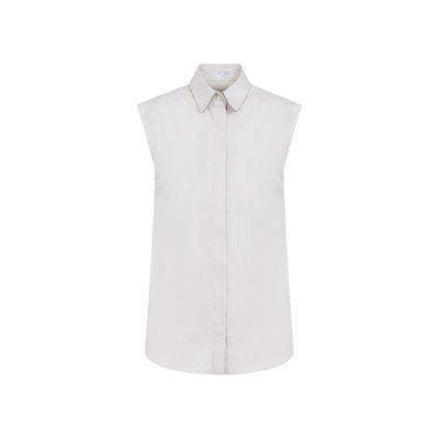 Brunello Cucinelli Sleeveless Shirt In White