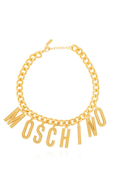 Moschino Logo Drop Necklace In Gold
