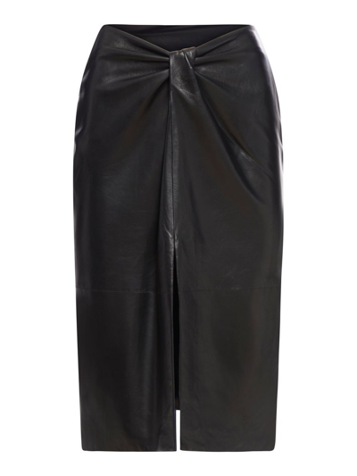 Saint Laurent Twist Pencil Skirt In Black