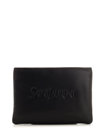 Saint Laurent Small Puffy Pouch In Black