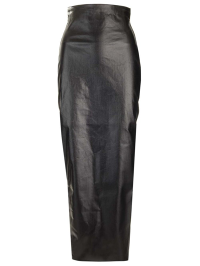 Rick Owens Dirt Pillar Leather Skirt In Black