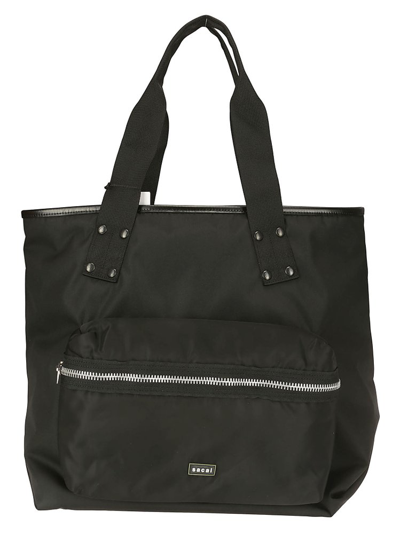 Sacai Logo-patch Padded Tote Bag In Black