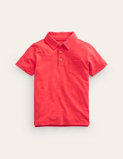 Mini Boden Kids' Slubbed-jersey Polo Shirt Jam Red Boys Boden