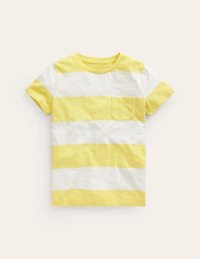 Mini Boden Kids' Washed Slub T-shirt Lemon Yellow/ivory Girls Boden
