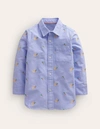 MINI BODEN EMBROIDERED OXFORD SHIRT BLUE BUNNY EMBROIDERY BOYS BODEN