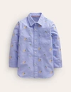 Mini Boden Embroidered Oxford Shirt Blue Bunny Embroidery Boys Boden
