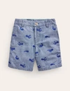 MINI BODEN Embroidered Chino Shorts Chambray Whale Embroidery Boys Boden