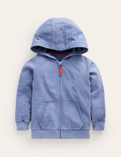 Mini Boden Kids' Garment Dye Zip-through Hoodie Dusty Blue Boys Boden