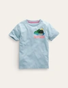 MINI BODEN FRONT & BACK PRINTED T-SHIRT FORGET ME NOT BLUE BOYS BODEN