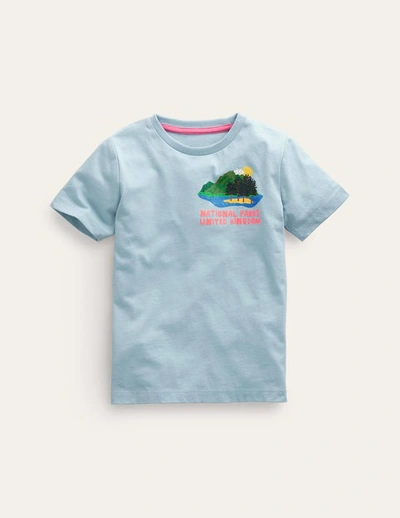 Mini Boden Kids' Front & Back Printed T-shirt Forget Me Not Blue Boys Boden