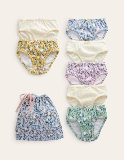 Mini Boden Kids' 7 Pack Underwear Spring Bunnies Girls Boden In Multi