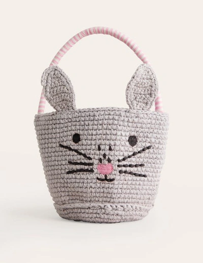 Boden Kids' Crochet Bunny Basket Grey Bunny Girls