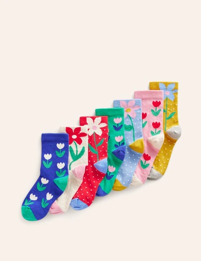 Boden Kids' Socks 7 Pack Multi Flower Girls