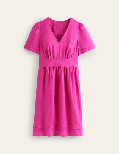 Boden Eve Linen Short Dress Rose Violet Women