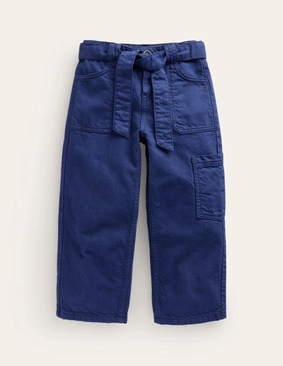 Mini Boden Kids' Tie Waist Cargo Pants College Navy Girls Boden