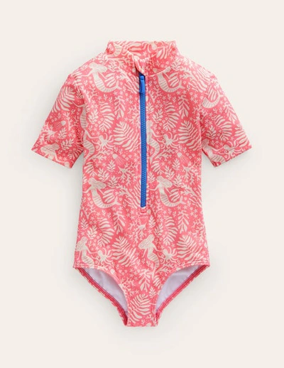 Mini Boden Kids' Short-sleeved Swimsuit Strawberry Pink Mermaids Girls Boden