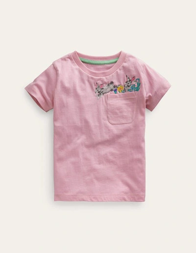 Mini Boden Kids' Peeping Pocket T-shirt Sweet Pea Pink Girls Boden