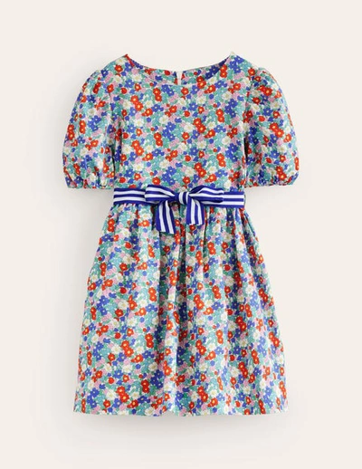 Mini Boden Kids' Cotton Linen Vintage Dress Multi Nautical Floral Girls Boden