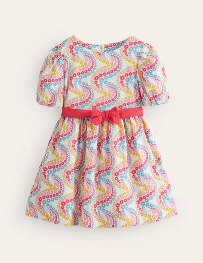 Mini Boden Kids' Cotton Linen Vintage Dress Multi Floral Wave Girls Boden