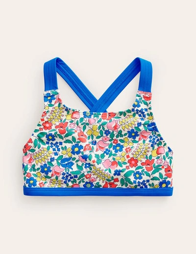 Mini Boden Kids' Cross Back Bikini Top Multi Flowerbed Girls Boden