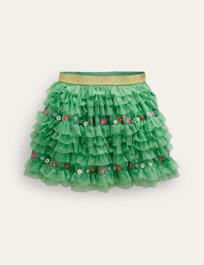 Mini Boden Kids' Tulle Ruffle Skirt Aloe Green Girls Boden