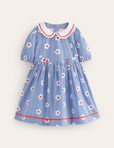Mini Boden Kids' Collared Sailor Dress Bluejay Daisy Stripe Girls Boden