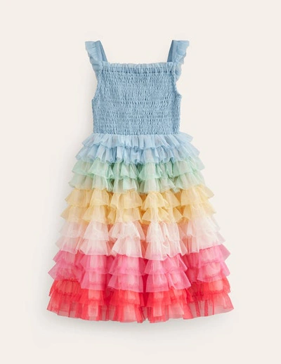 Mini Boden Kids' Rainbow Skirt Tulle Dress Multi Rainbow Girls Boden