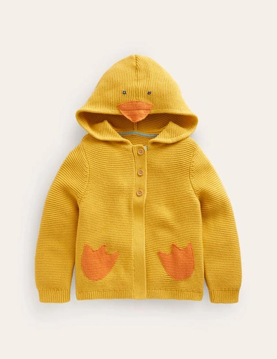Mini Boden Kids' Novelty Knitted Hoodie Honey Yellow Chick Girls Boden