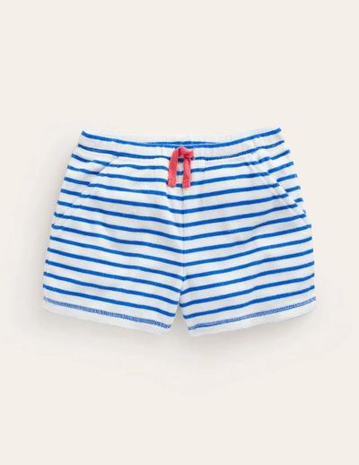 Mini Boden Kids' Printed Towelling Shorts Sapphire Blue/vanilla Pod Girls Boden
