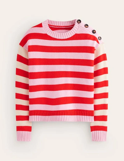 Boden Hotch Potch Stripe Sweater In Orchid Pink Poppy Red Stripe