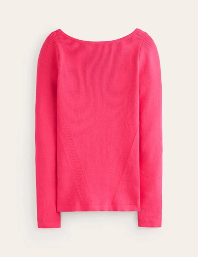 Boden Cotton Rib Boat Neck Sweater Re-think Pink Women  In Black
