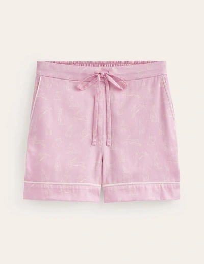 Boden Cotton Sateen Pajama Shorts Pink, Bunny Hop Women