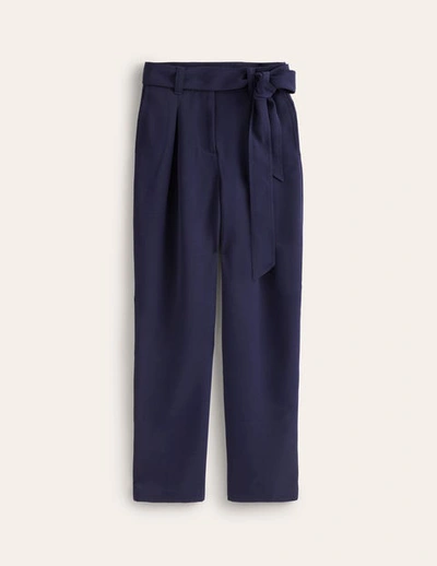 Boden Tapered Tie Waist Trousers French Navy Women