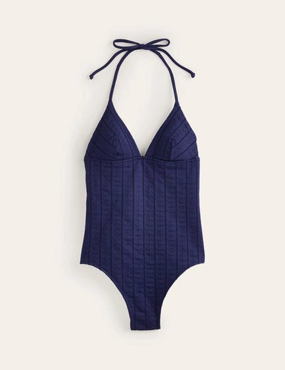 Boden Symi String Swimsuit Navy Floral Texture Women