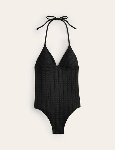 Boden Symi String Swimsuit Black Floral Texture Women