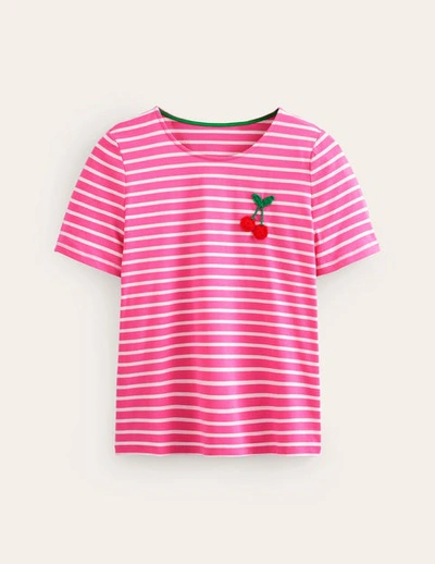Boden Crochet T-shirt Pink, Ivory Cherries Women
