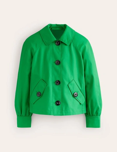 Boden Cropped Trench Jacket Bright Green With Navy Pop Women